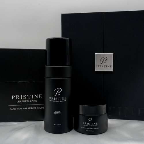 Pristine Leather Care System – Foam Cleaner 100ml, Care Lotion 50g & Cloth | Purse Maison Luxury Bags Shop
