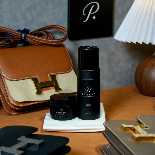 Pristine Leather Care System – Foam Cleaner 100ml, Care Lotion 50g & Cloth | Purse Maison Luxury Bags Shop