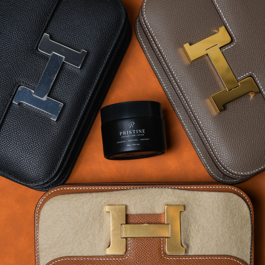 Pristine Leather Care System – Foam Cleaner 100ml, Care Lotion 50g & Cloth | Purse Maison Luxury Bags Shop